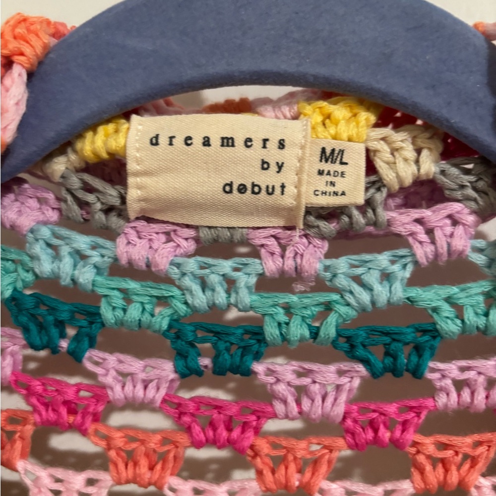 Dreamers by Debut granny Crochet Open-Front Fringe Cardigan Sweater - Multicolor - Picture 2 of 6